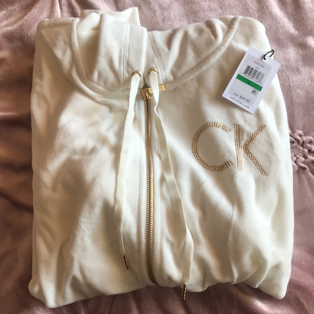 Calvin Klein women’s velour zip up hoodie